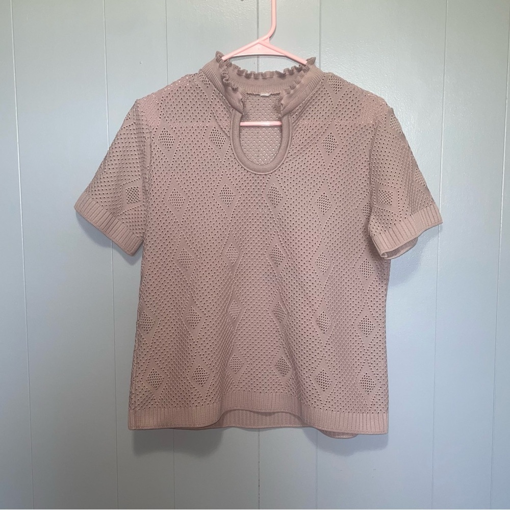 Vintage Tan Textured Top Fits like a Medium
